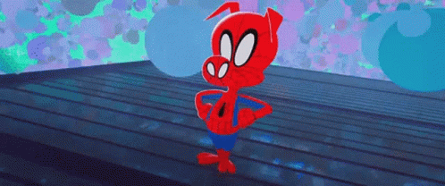A Cartoon Spider Pig Is Standing On A Wooden Floor . GIF