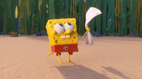 A Cartoon Spongebob Holding A Piece Of Paper In His Hand GIF