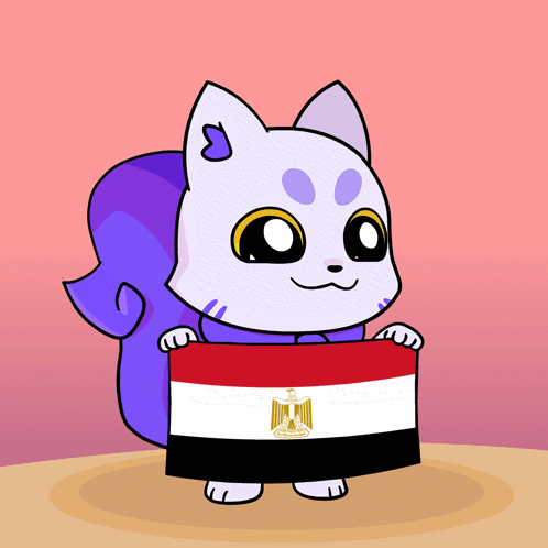 A Cartoon Squirrel Is Holding A Flag From Egypt GIF