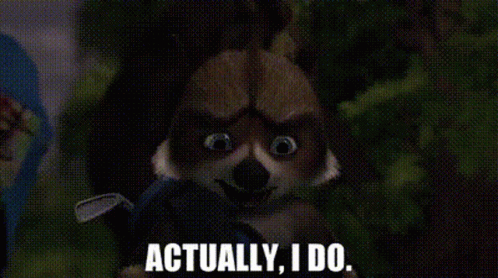 A Cartoon Squirrel Is Holding A Golf Club And Says `` Actually , I Do . '' GIF