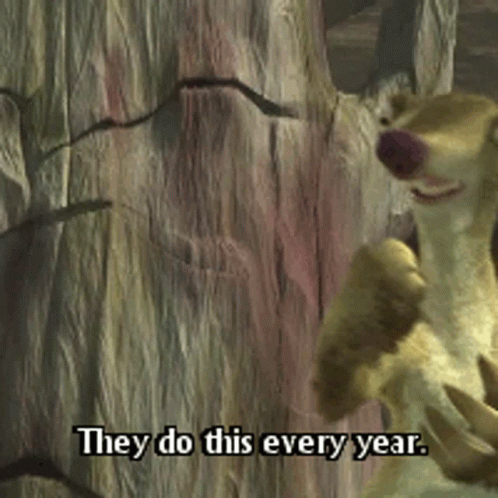 A Cartoon Squirrel Is Saying They Do This Every Year GIF