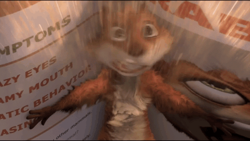 A Cartoon Squirrel Is Standing In Front Of A Paper That Says Hamptons GIF
