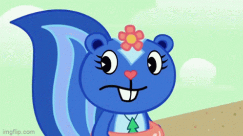 A Cartoon Squirrel With A Flower On Its Head GIF