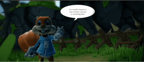 A Cartoon Squirrel With A Speech Bubble That Says You Wouldn 'T Happen GIF