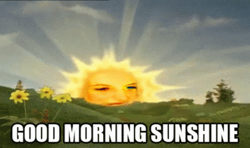 A Cartoon Sun With A Woman 'S Face And The Words Good Morning Sunshine Below It GIF