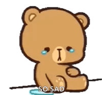 A Cartoon Teddy Bear Is Crying And Holding A Bottle Of Water . GIF