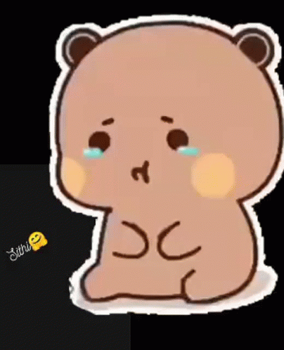 A Cartoon Teddy Bear Is Crying With A Tear Coming Out Of His Eyes . GIF