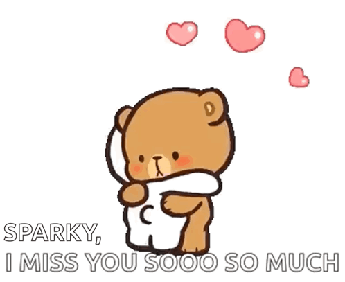 A Cartoon Teddy Bear Is Hugging Another Teddy Bear With Hearts Coming Out Of It . GIF