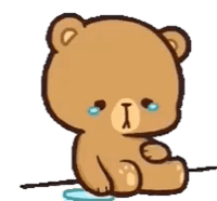 A Cartoon Teddy Bear Is Sitting On The Ground With Tears Running Down His Face . GIF