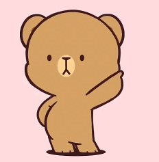 A Cartoon Teddy Bear Is Standing On A Pink Background And Covering His Face With His Hand . GIF