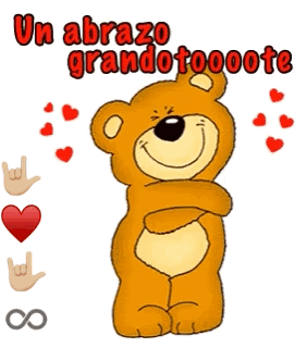 A Cartoon Teddy Bear Is Surrounded By Red Hearts And Says Un Abrazo Grandotooote Para Ti GIF