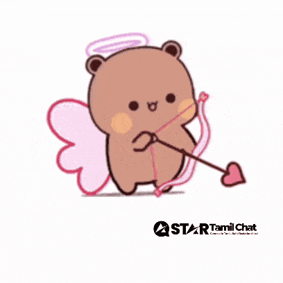 A Cartoon Teddy Bear With Angel Wings Is Holding A Cupid Arrow . GIF
