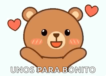 Cartoon Teddy Bear With Hearts And Unos Para Bonito Text GIF
