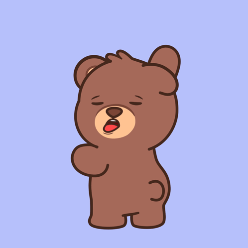 A Cartoon Teddy Bear With Its Eyes Closed And Its Mouth Open GIF