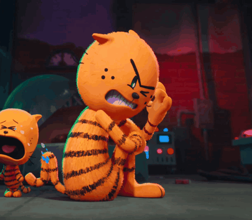 A Cartoon Tiger Is Sitting Next To Another Tiger GIF