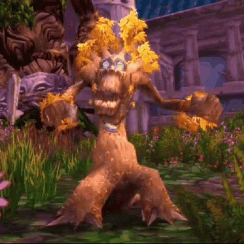 A Cartoon Tree With Yellow Leaves On It 'S Branches GIF