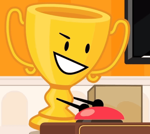 A Cartoon Trophy With A Face On It GIF