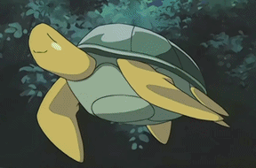 A Cartoon Turtle Is Swimming In The Water With Its Eyes Closed GIF
