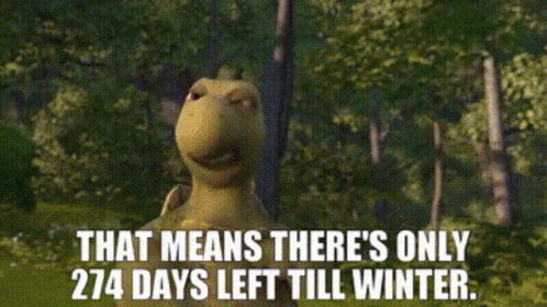 A Cartoon Turtle Says That Means There 'S Only 274 Days Left Till Winter . GIF