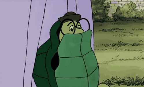 A Cartoon Turtle With Glasses And A Hat On GIF