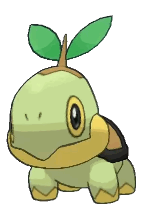 a cartoon turtle with two green leaves growing out of it 's shell