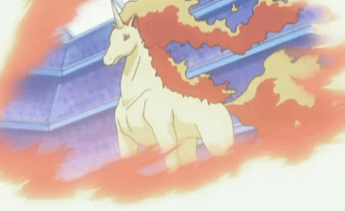 A Cartoon Unicorn Is Surrounded By Flames And Smoke GIF