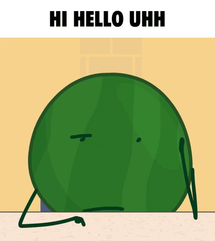 A Cartoon Watermelon Says Hi Hello Uhh In Front Of A Yellow Background GIF