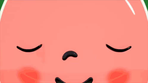 a cartoon watermelon with a surprised face