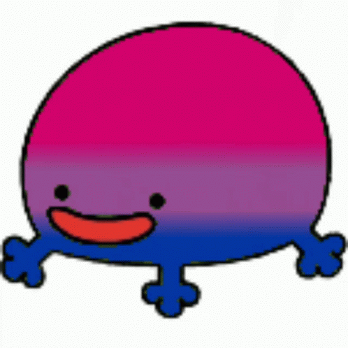 A Cartoon Whale With A Bisexual Flag On It 'S Body And A Smiling Face . GIF