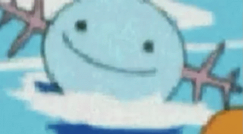 A Cartoon Whale With A Smile On Its Face Is Floating On Top Of A Body Of Water . GIF