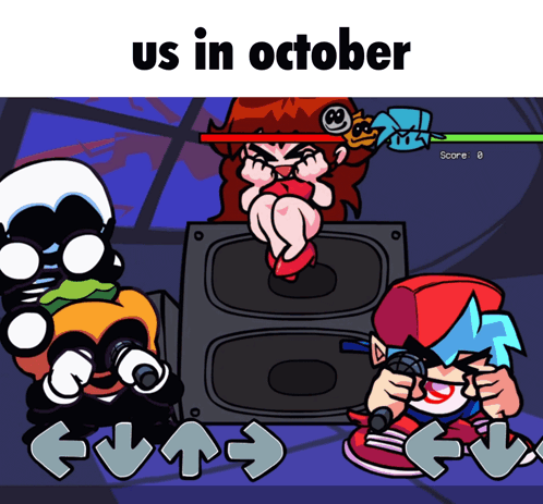 A Cartoon With The Words Us In October On Top Of It GIF