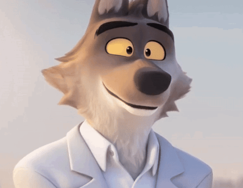 Cartoon Wolf Wearing White Shirt And Jacket GIF
