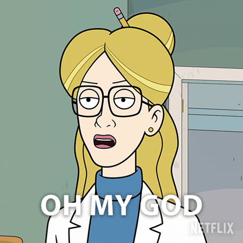 A Cartoon Woman With Glasses And A Pencil In Her Hair Says Oh My God Netflix GIF