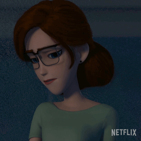 A Cartoon Woman With Glasses And The Words He Came Back GIF