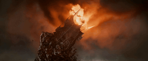 A Castle Is Burning In The Middle Of A Fire GIF