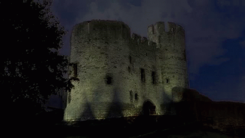 A Castle With The Words Castle Of Evil On It GIF