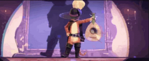 A Cat In A Cowboy Outfit Is Holding A Bag GIF