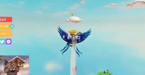 A Cat Is Playing A Video Game With A Bird On Top Of A Mountain . GIF