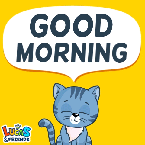 A Cat Says Good Morning With A Speech Bubble GIF
