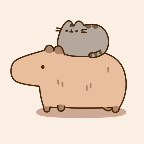 A Cat Sitting On Top Of A Capybara GIF