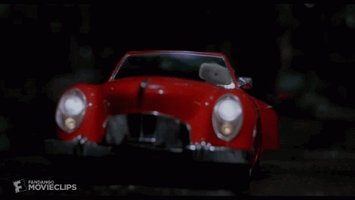 A Cat Standing In Front Of A Red Car With The Words Yeah Where You Going Murray On The Bottom GIF