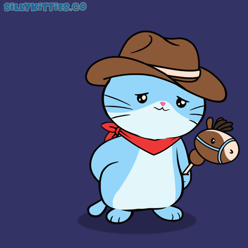 A Cat Wearing A Cowboy Hat And Scarf Holds A Sign That Says Sorry GIF