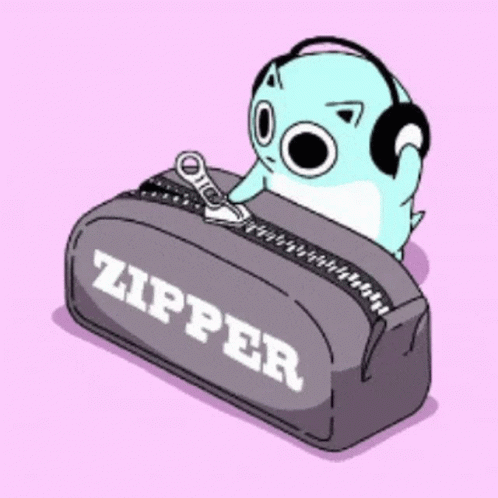A Cat Wearing Headphones Sits On A Zipper GIF