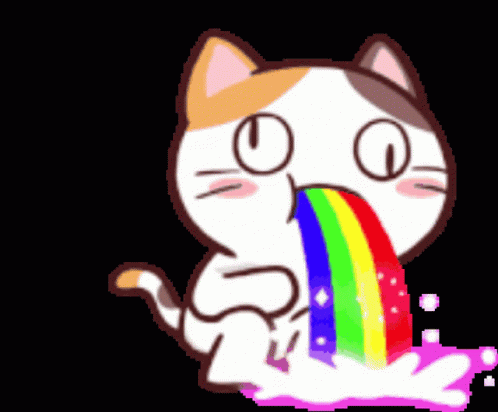A Cat With A Rainbow In Its Mouth GIF