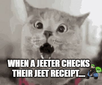 A Cat With A Surprised Look On Its Face Says When A Jeeter Checks Their Jeet Receipt .. GIF