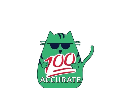 A Cat With Sunglasses Is Holding Up A Sign That Says 100 Accurate GIF