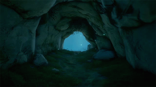 A Cave With A Light Coming Out Of The End Of It GIF