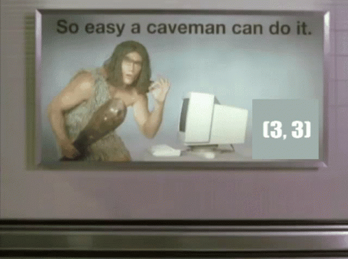 A Caveman Is Standing In Front Of A Computer With The Words So Easy A Caveman Can Do It Above Him GIF