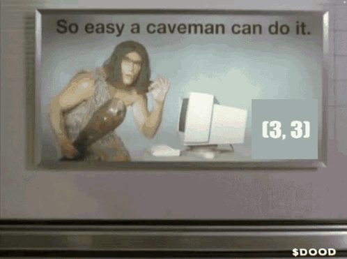 A Caveman Is Standing In Front Of A Computer With The Words So Easy A Caveman Can Do It On The Bottom GIF