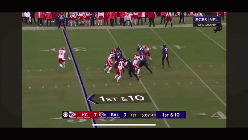 A Cbs Nfl Broadcast Of A Football Game Between Kc And Bal GIF